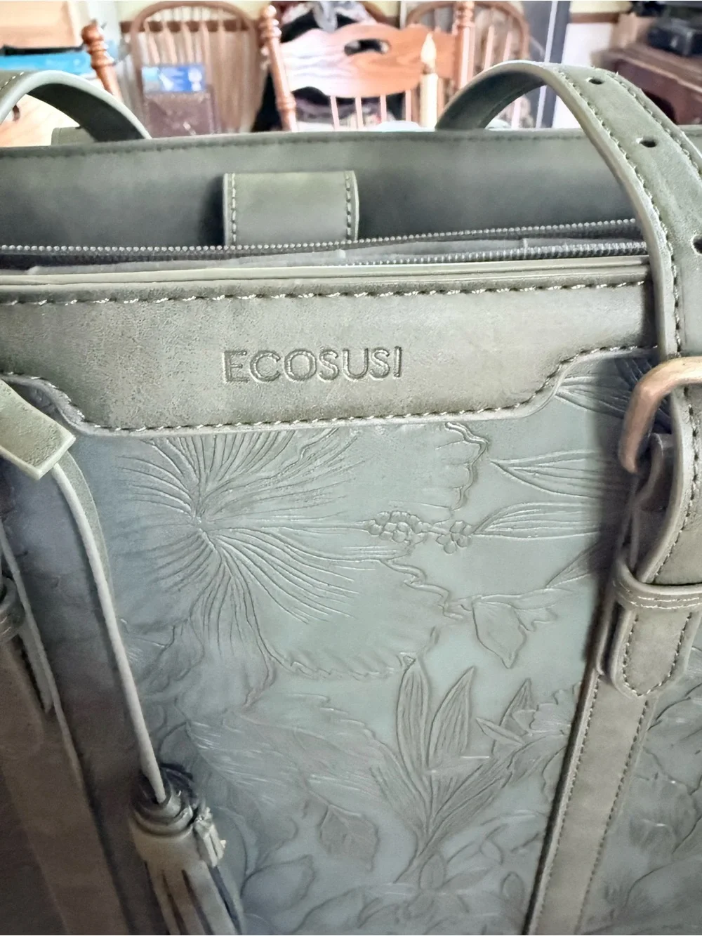 Ecosusi Green Floral-Embossed Computer Bag - Picture 9 of 11